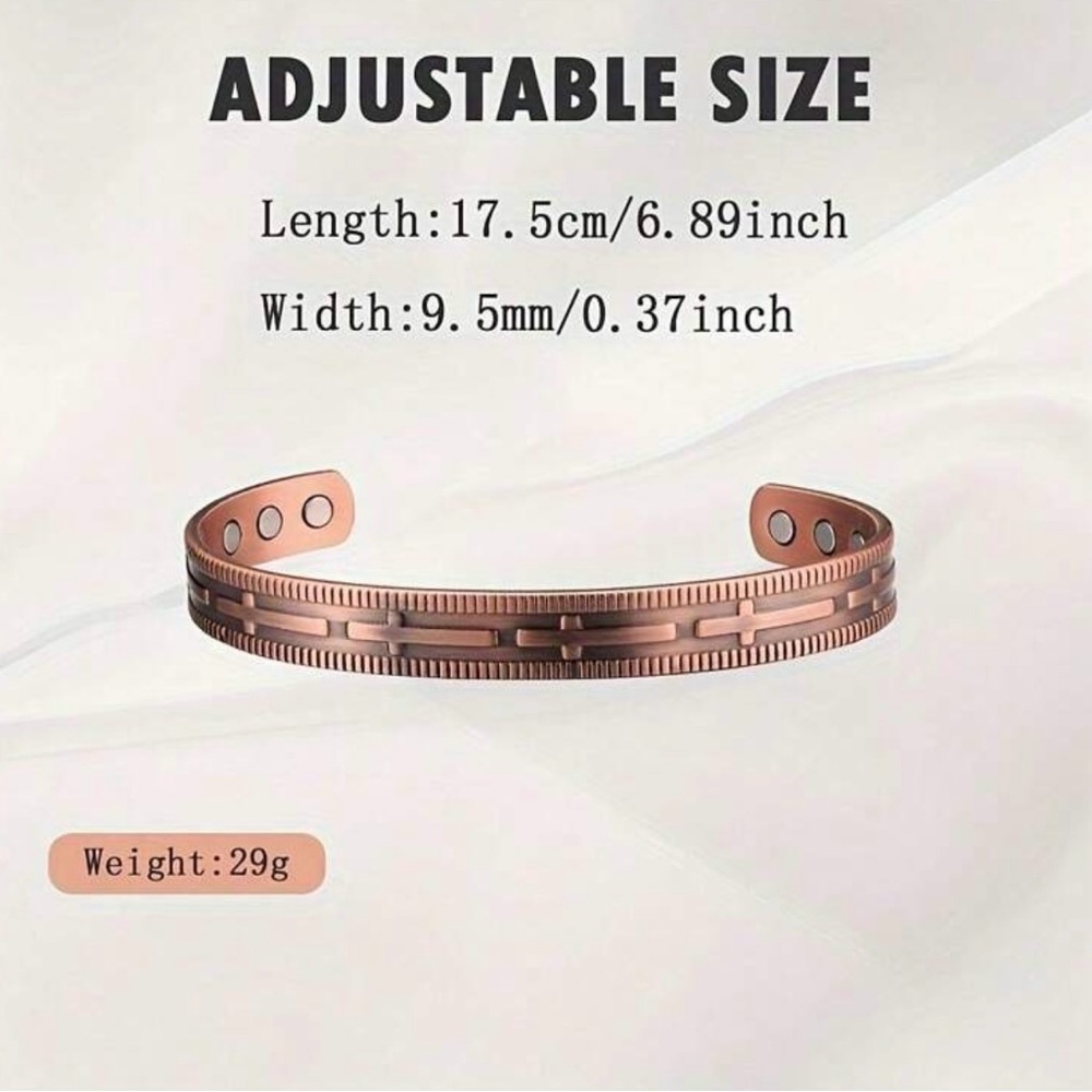 Cross Copper Metal Cuff Bracelet - Picture 3 of 3